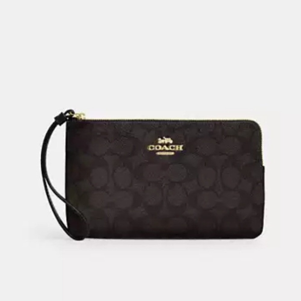 Coach Signature Canvas Walnut/Black Print Wristlet and Sunglass Case - Picture 2 of 6